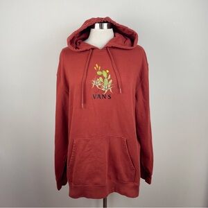 Vans Dark Orange Brown Green Cactus Long Sleeve Hoodie Sweatshirt Women XL